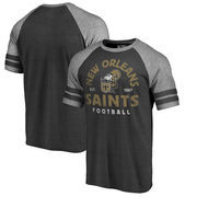 New Orleans Saints NFL Pro Line by Fanatics Branded Timeless Collection Vintage Arch Tri-Blend Raglan T-Shirt - Black