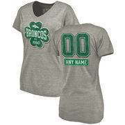 Denver Broncos NFL Pro Line by Fanatics Branded Women's Personalized Emerald Isle Tri-Blend V-Neck T-Shirt - Ash
