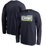 Seattle Seahawks NFL Pro Line by Fanatics Branded Youth Iconic Collection On Side Stripe Long Sleeve T-Shirt - College Navy