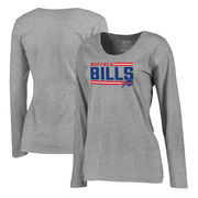 Buffalo Bills NFL Pro Line by Fanatics Branded Women's Iconic Collection On Side Stripe Long Sleeve Plus Size T-Shirt - Ash
