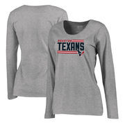 Houston Texans NFL Pro Line by Fanatics Branded Women's Iconic Collection On Side Stripe Long Sleeve Plus Size T-Shirt - Ash