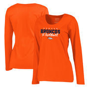 Denver Broncos NFL Pro Line by Fanatics Branded Women's Iconic Collection Script Assist Plus Size Long Sleeve T-Shirt - Orange