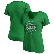 Denver Broncos NFL Pro Line by Fanatics Branded Women's St. Patrick's Day Emerald Isle Ladies Plus Size V-Neck T-Shirt - Kelly G