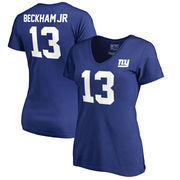 Odell Beckham Jr. New York Giants NFL Pro Line by Fanatics Branded Women's Authentic Stack Name & Number V-Neck T-Shirt – Royal