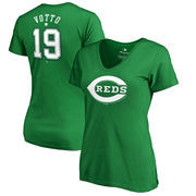 Joey Votto Cincinnati Reds Fanatics Branded Women's St. Patrick's Day Stack V-Neck Name & Number T-Shirt - Kelly Green