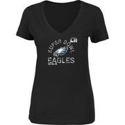 Philadelphia Eagles NFL Pro Line by Fanatics Branded Women's Super Bowl LII Bound Go To Champs V-Neck T-Shirt – Black