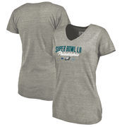Philadelphia Eagles NFL Pro Line by Fanatics Branded Women's Super Bowl LII Bound Slant Tri-Blend V-Neck T-Shirt – Heathered Gra