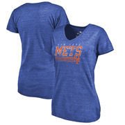 New York Mets Fanatics Branded Womens Cooperstown Collection Fast Pass Tri-Blend V-Neck T-Shirt - Royal
