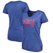 Texas Rangers Fanatics Branded Womens Cooperstown Collection Fast Pass Tri-Blend V-Neck T-Shirt - Royal