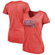 Washington Nationals Fanatics Branded Womens Cooperstown Collection Fast Pass Tri-Blend V-Neck T-Shirt - Red