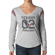 '47 Brand Houston Texans Women's Touchdown Long Sleeve V-Neck T-Shirt - Ash