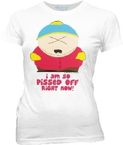 South Park So Pissed Off Right Now Cartman White Juniors T-shirt