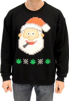 Ugly Christmas Santa Claus Smoking Marijuana 8-Bit