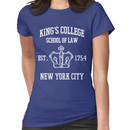 HAMILTON BROADWAY MUSICAL King's College School of Law Est. 1854 Greatest City in th Women's T-Shirt