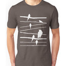 Birds on wire in white Unisex T-Shirt