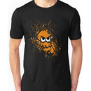 Splatoon Black Squid with Blank Eyes on Orange Splatter Mask Unisex T-Shirt