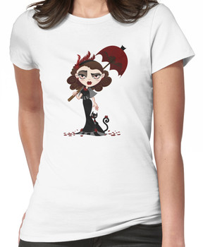 Goth Girl with Crimson Umbrella Women's T-Shirt