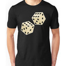 LUCK, LUCKY, DOUBLE SIX, DICE, Throw the Dice, Casino, Game, Gamble, CRAPS, on BLACK Unisex T-Shirt