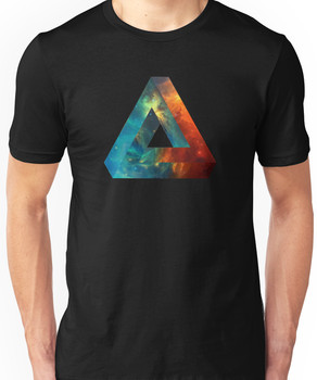 Abstract Geometry: Penrose Nebula (Fire Red/Orange/Blue) Unisex T-Shirt