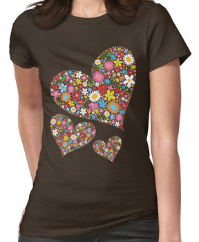 Whimsical Spring Flowers Valentine Hearts Trio Women's T-Shirt