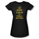 Keep Calm And Call Batman Juniors Black T-Shirt from Warner Bros.