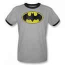 Batman Retro Bat Logo Adult Heather Gray Ringer T-Shirt from Warner Bros.