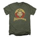 Aquaman Aqua Circle Adult Premium Moss Heather T-Shirt from Warner Bros.