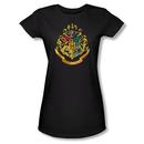 Hogwarts Color Crest Juniors Black T-Shirt from Warner Bros.