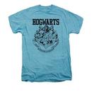 Hogwarts Crest Athletic Adult Premium Sky Heather T-Shirt from Warner Bros.