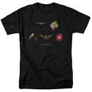 Exclusive Justice League Movie Stacked Emblems Opening Day Variant Adult Black T-Shirt from Warner Bros.