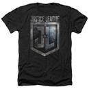 Justice League Movie Shield Logo Adult Black Heather T-Shirt from Warner Bros.