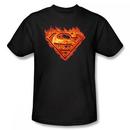 Superman Shield With Flames Adult Black T-Shirt from Warner Bros.