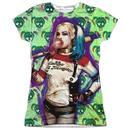 Suicide Squad Harley Quinn Bubble Skull Juniors Sublimation Print T-Shirt from Warner Bros.
