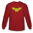Wonder Woman Logo Adult Long Sleeve Red T-Shirt from Warner Bros.