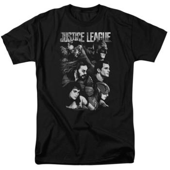 Justice League Movie Pushing Forward Adult Black T-Shirt from Warner Bros.