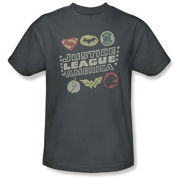 Justice League Symbols Adult Charcoal T-Shirt from Warner Bros.