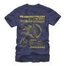 Star Wars Falcon Schematics Blue T-Shirt