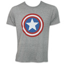 Captain America Shield Logo Tee Shirt - Heather Grey
