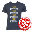 Men's Cotton Blend Corona Four Rows Navy Bottle Opener Pop Top T-Shirt