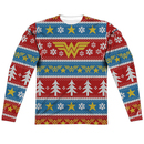 Wonder Woman Ugly Christmas Sweater Print Long Sleeve Tee