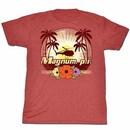 Magnum PI Flowers Mens Red T-Shirt
