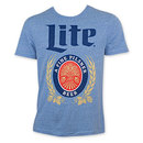 Miller Lite Classic Logo Heather Classic Blue Tee Shirt