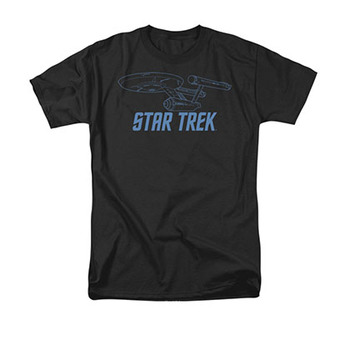 Star Trek Enterprise Outline Black Tee Shirt