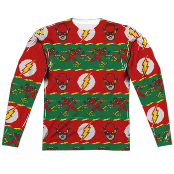 The Flash Ugly Christmas Sweater Print Long Sleeve Tee