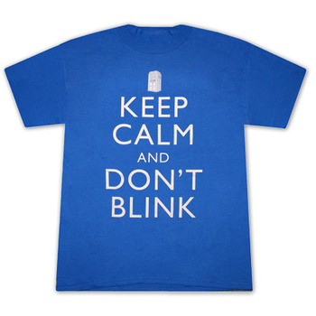 Doctor Who Keep Calm And Don't Blink Blue Graphic Tee Shirt