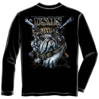 US Marine Corps Bulldog USA Black Long Sleeve Tee Shirt