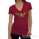 Wonder Woman Justice League Logo Women V-Neck T-Shirt