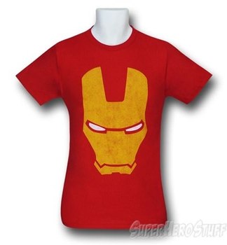 Iron Man Distressed Gold Head 30 Single T-Shirt