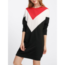 Cut And Sew Color Block Sweatshirt Dress