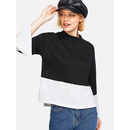 Two Tone Slit Side Knit Tee